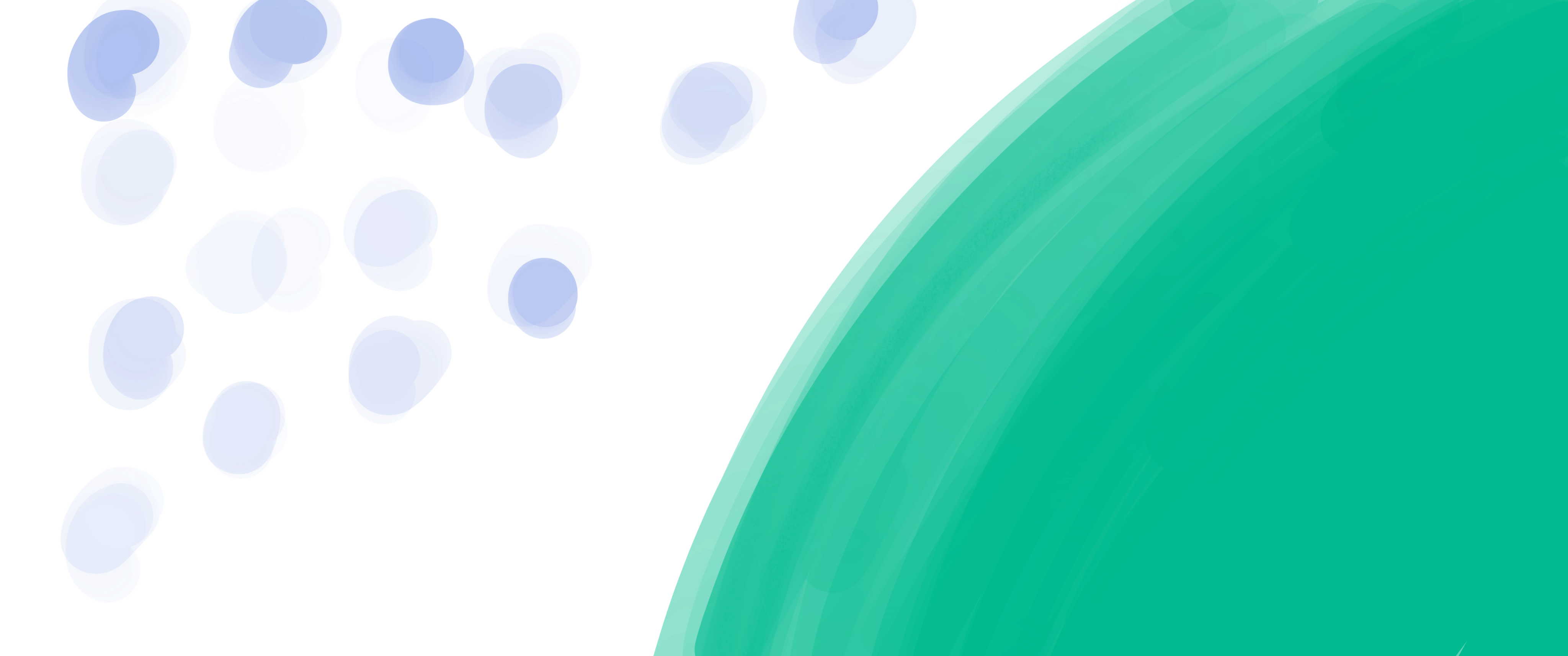 Illustration of a big green circle with smaller blue dots.